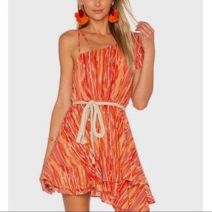 Free People Women’s Heart Shaped Face Mini Dress Sz Small No Belt Orange